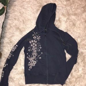 Embroidered zip up sweatshirt